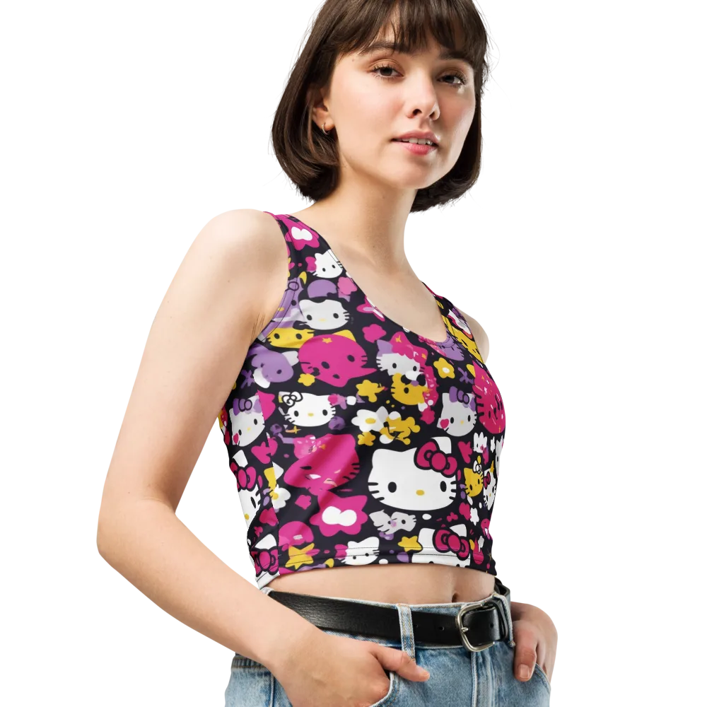 Neon Kitty Carnival on Crop Top — Right Front