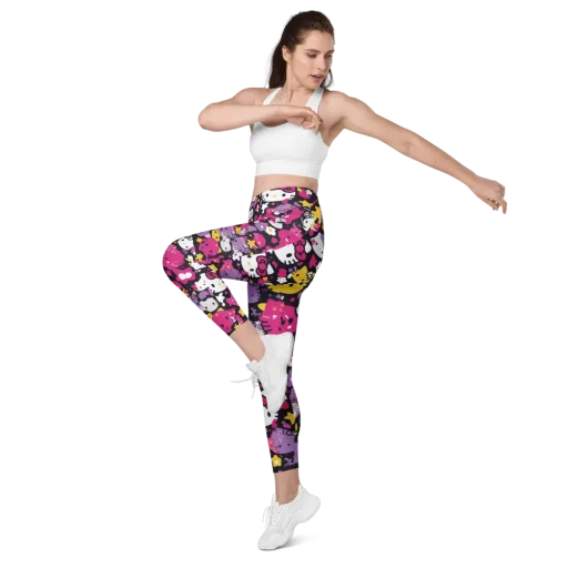 Neon Kitty Carnival on a Leggings with Pockets