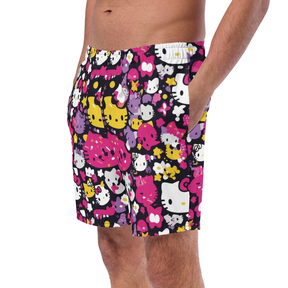 Neon Kitty Carnival on Swim Trunks — Left Front
