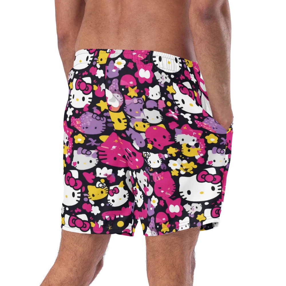 Neon Kitty Carnival on Swim Trunks — Right Back