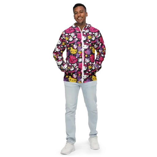 Neon Kitty Carnival on a Men's Windbreaker