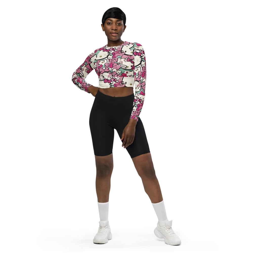 Bowberry Parade on Long Sleeve Crop Top — Front