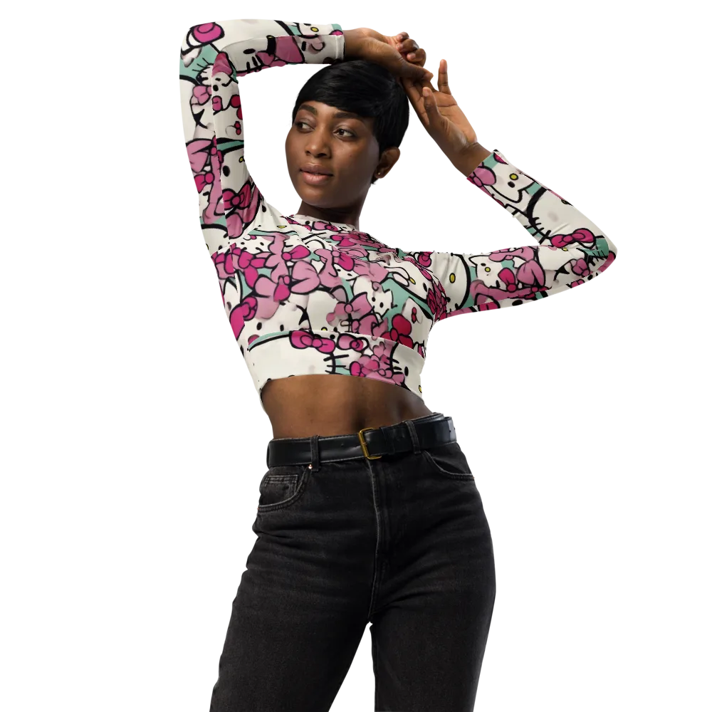Bowberry Parade on Long Sleeve Crop Top — Front