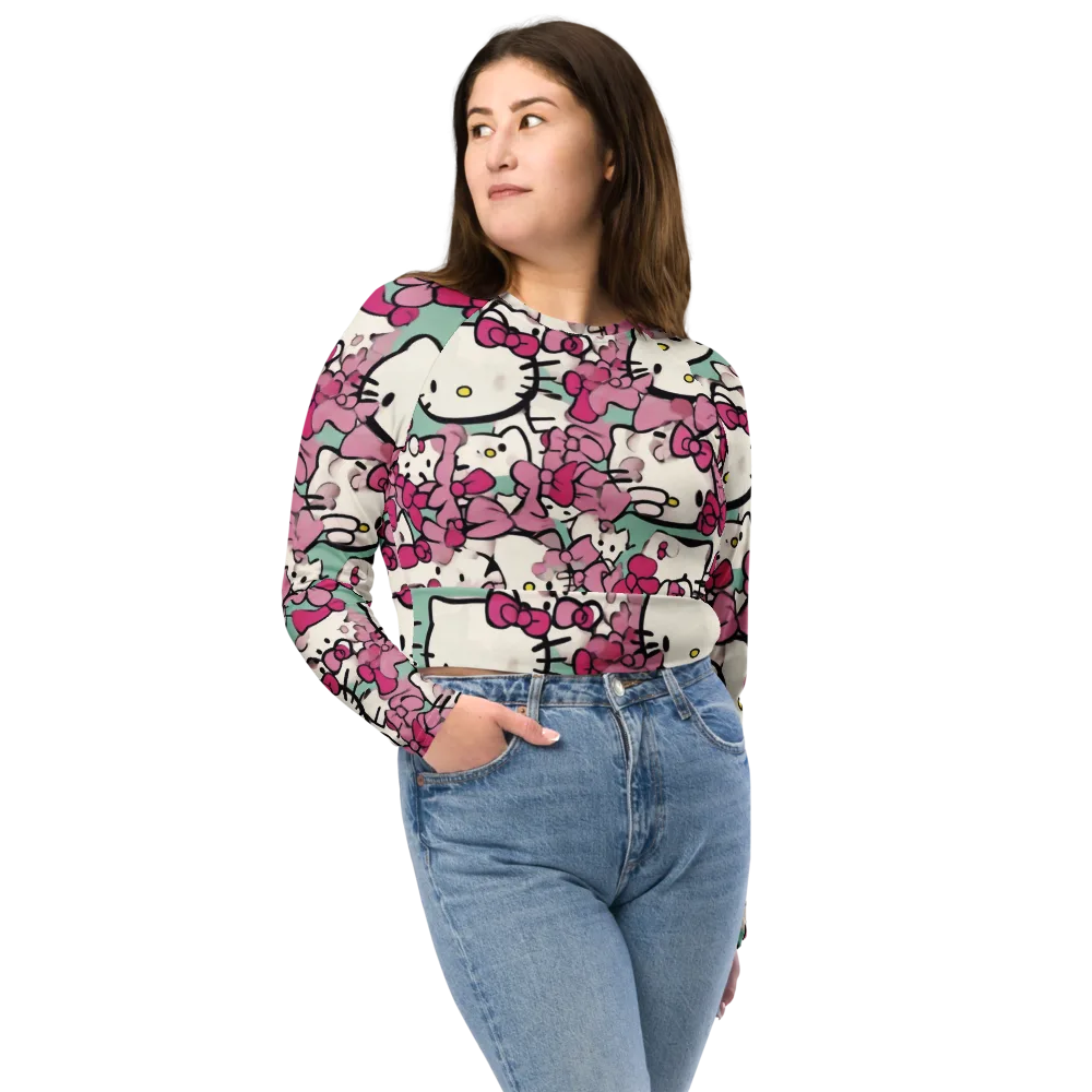 Bowberry Parade on Long Sleeve Crop Top — Front