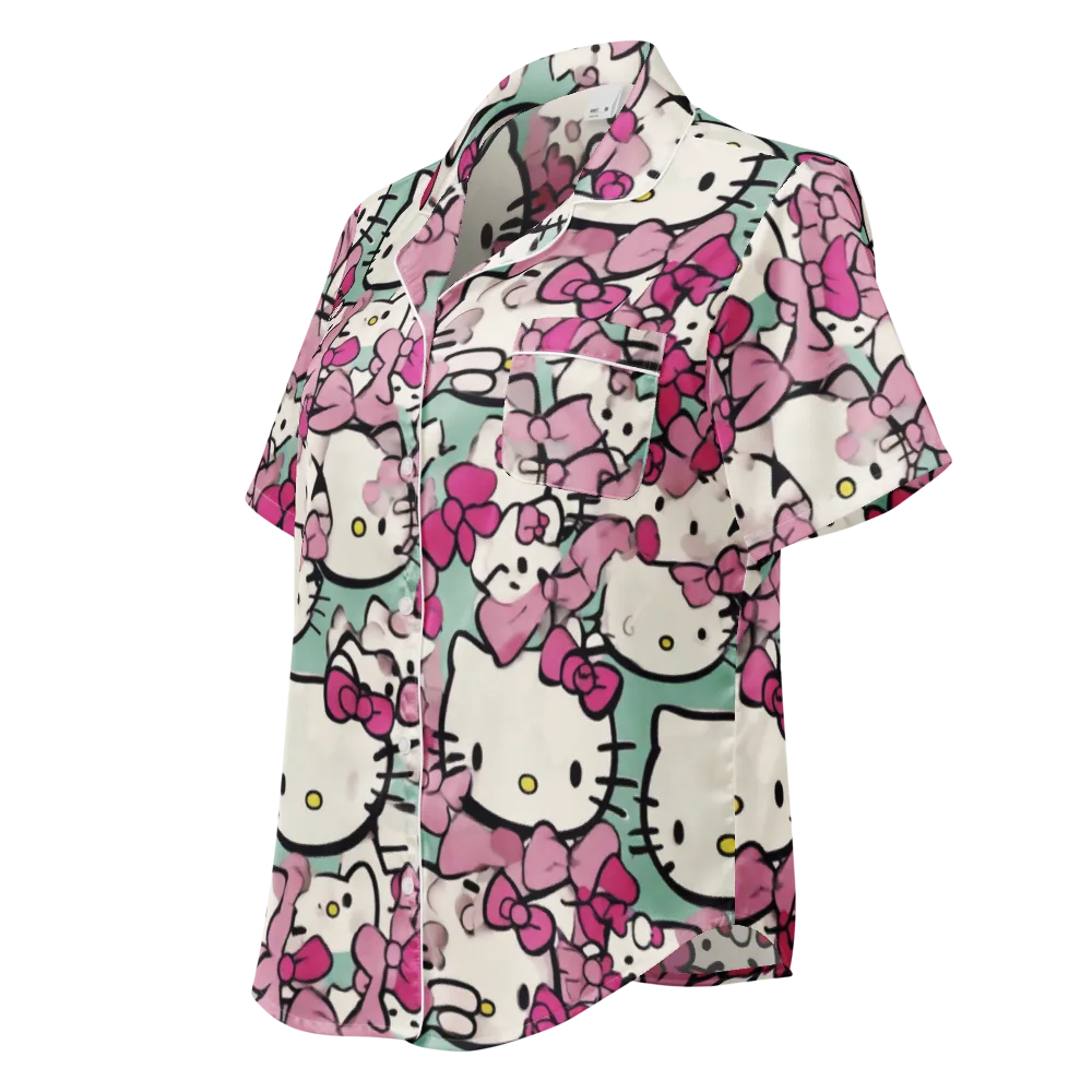 Bowberry Parade on Women's Short Sleeve Pajama Top — Left Front