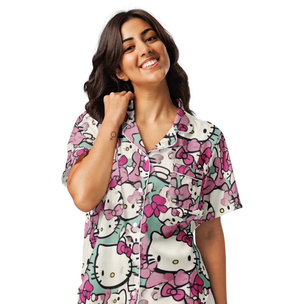 Bowberry Parade on Women's Short Sleeve Pajama Top — Front
