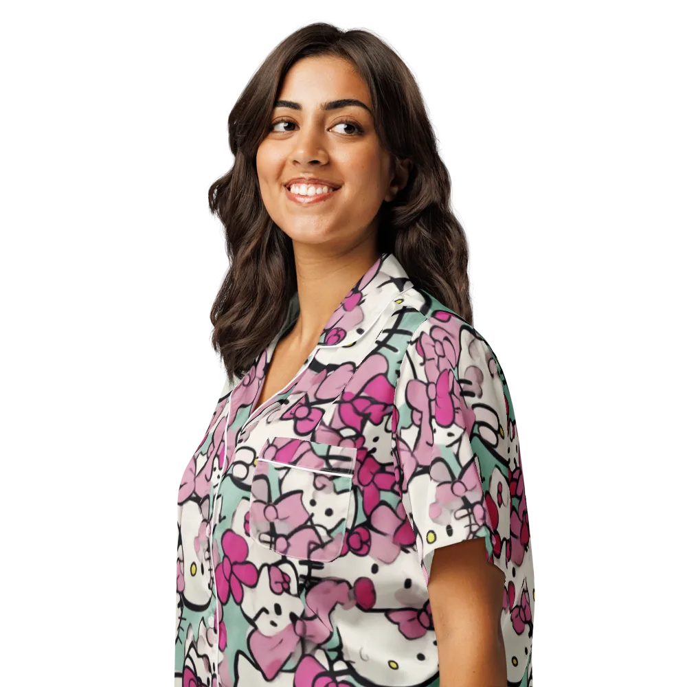 Bowberry Parade on Women's Short Sleeve Pajama Top — Left Front