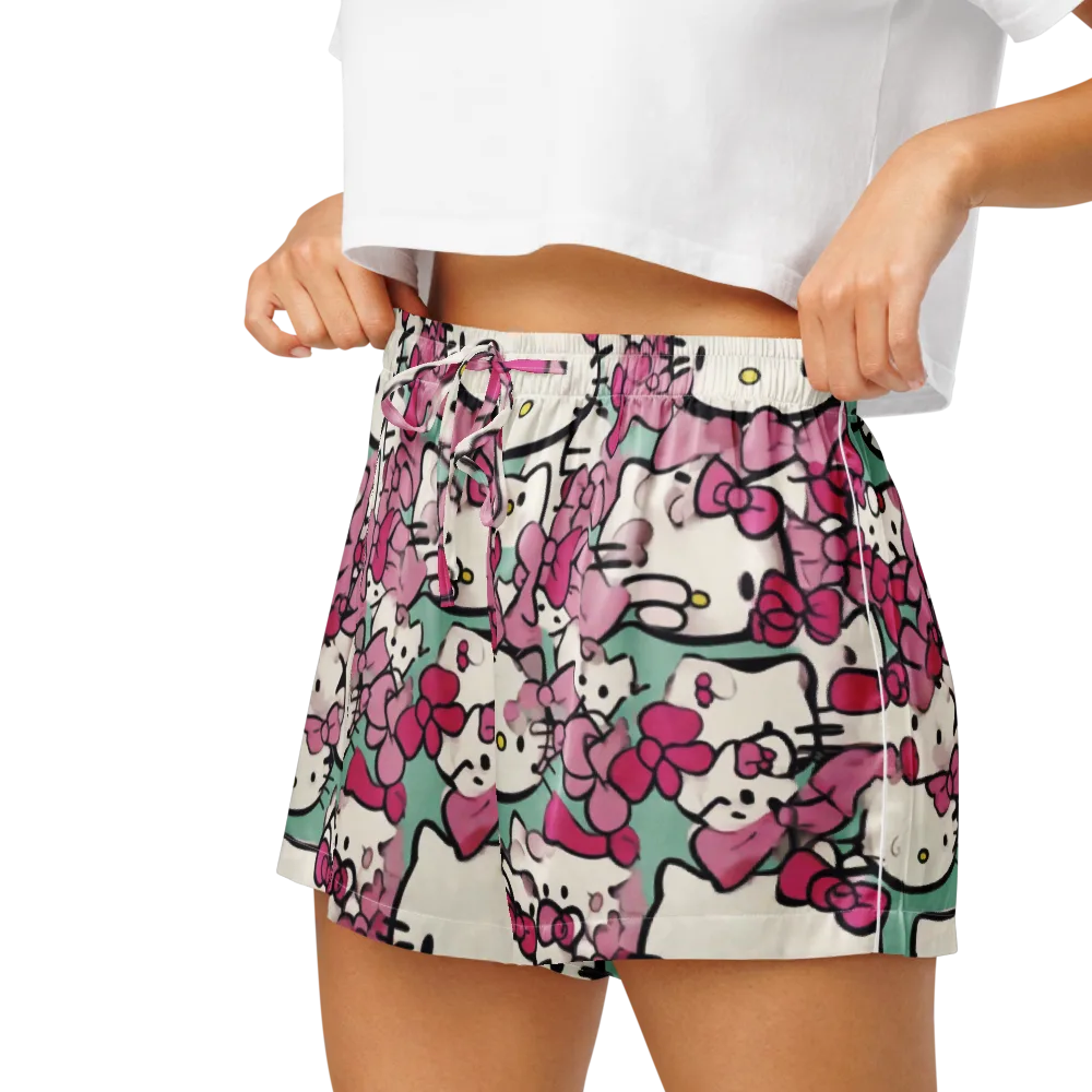 Bowberry Parade on Women's Pajama Shorts — Left
