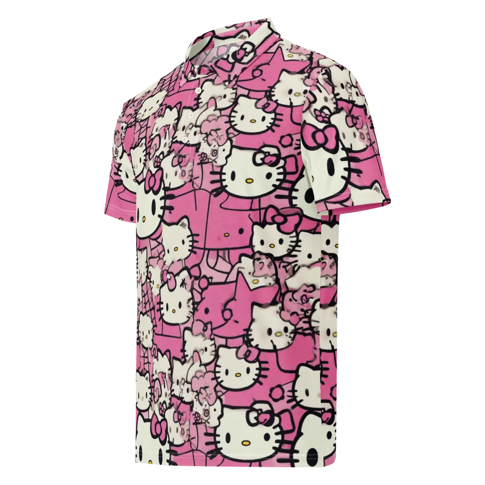Pink Bow Parade on Men's Slim Fit Polo Shirt — Left Front