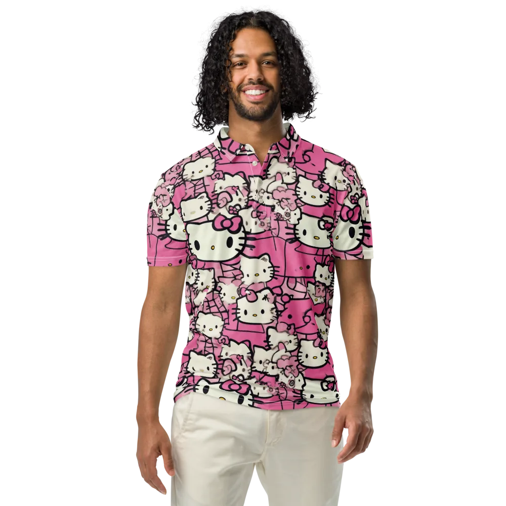 Pink Bow Parade on Men's Slim Fit Polo Shirt — Front
