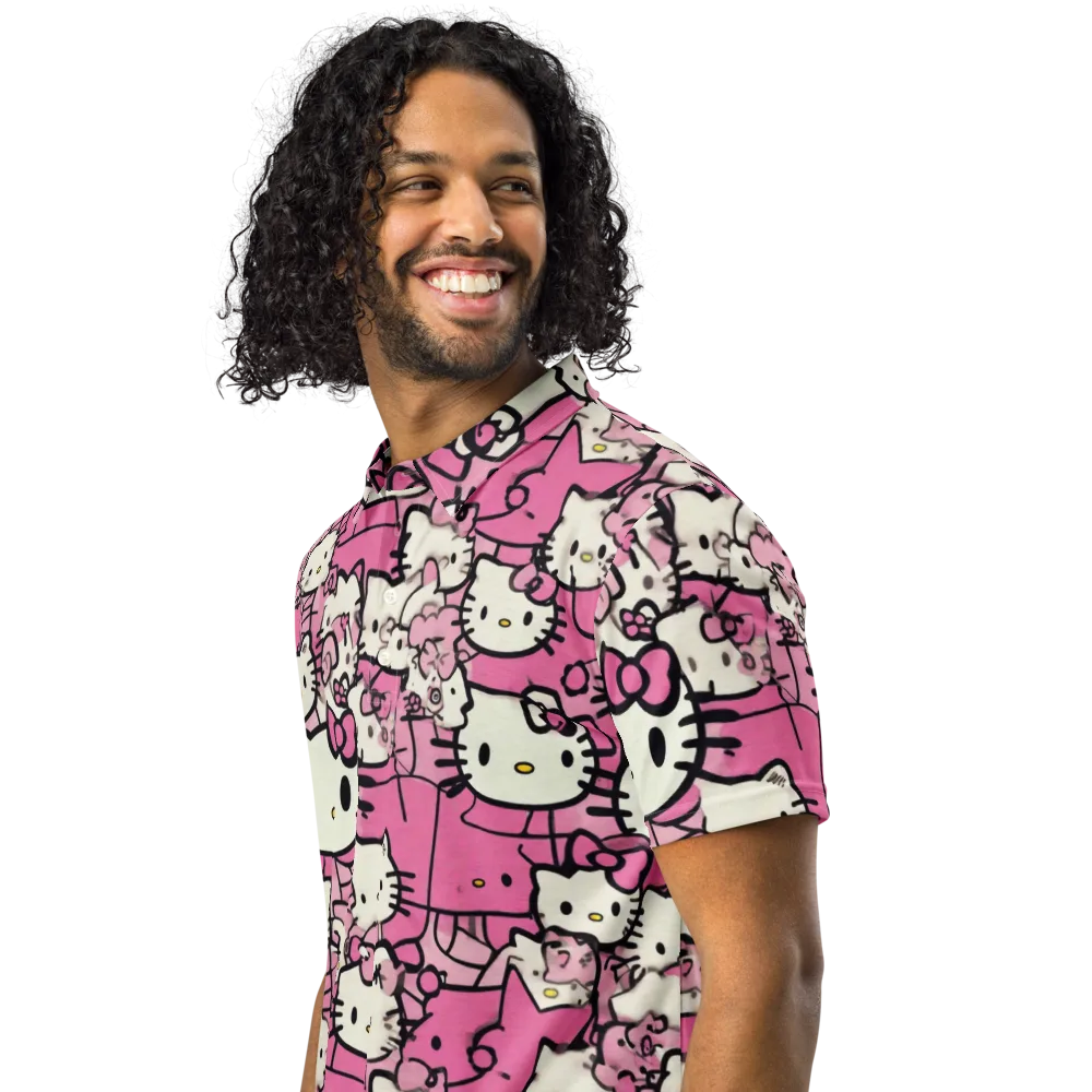 Pink Bow Parade on Men's Slim Fit Polo Shirt — Left Front