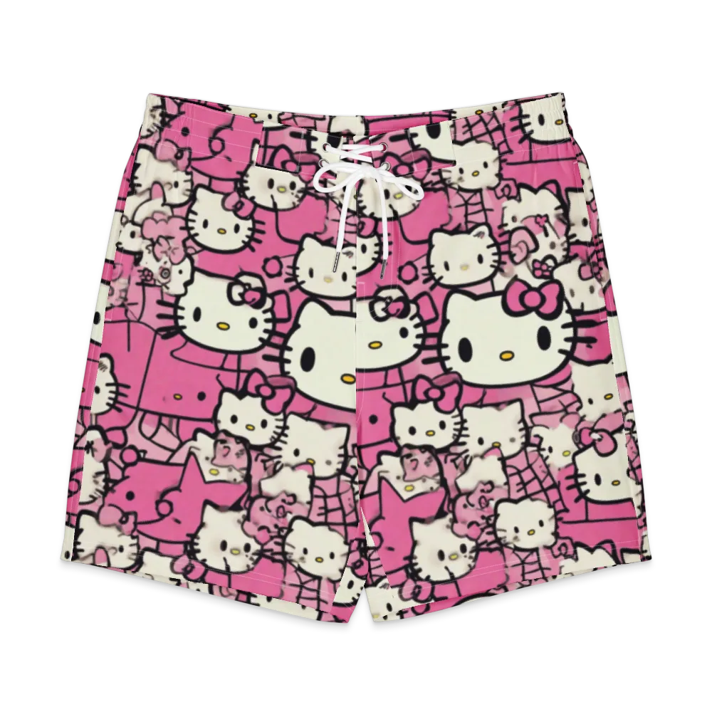Pink Bow Parade on Men's Board Shorts — Front