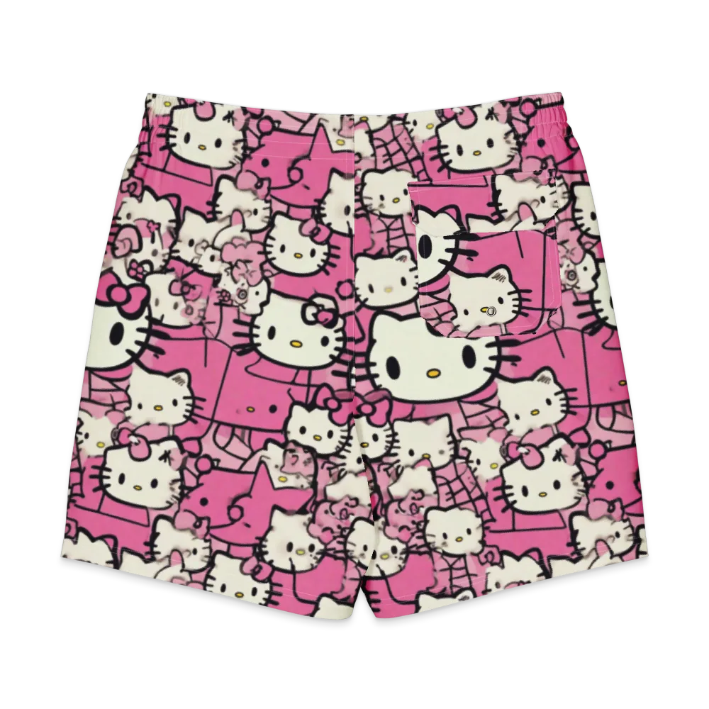 Pink Bow Parade on Men's Board Shorts — Back