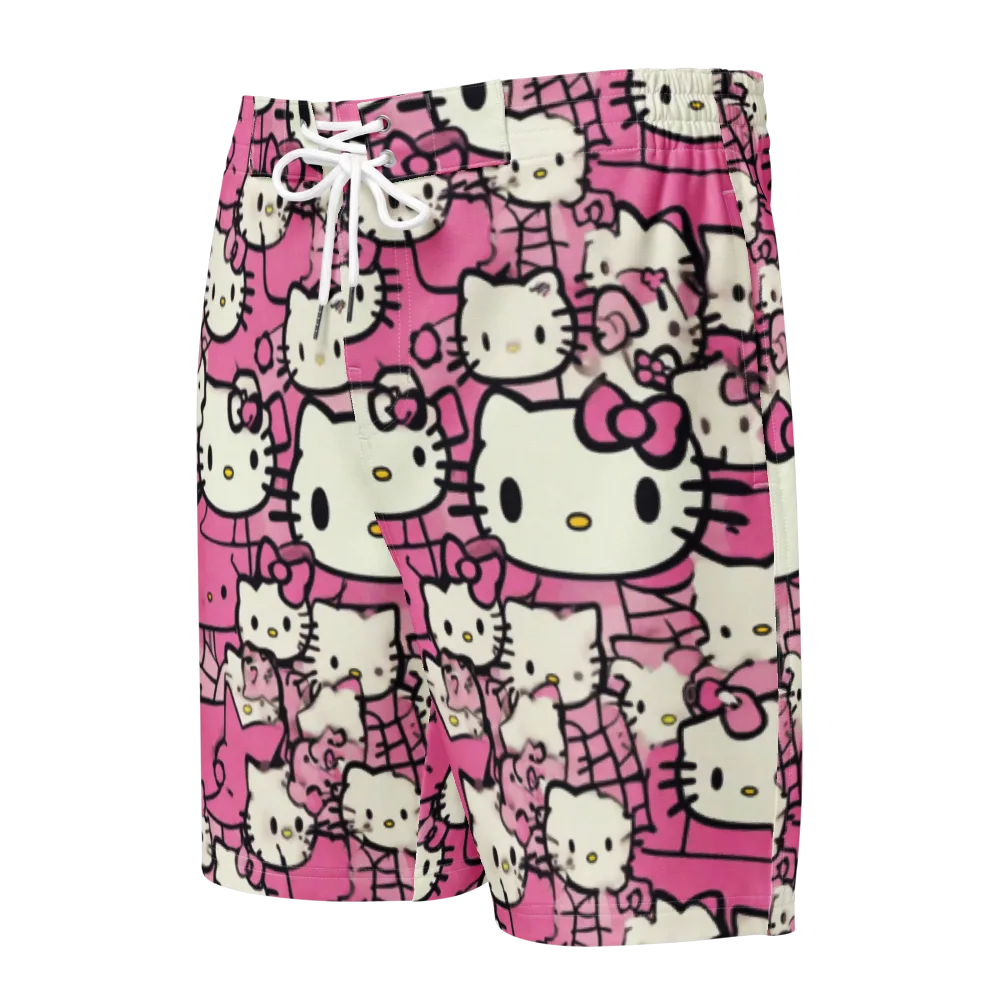 Pink Bow Parade on Men's Board Shorts — Front