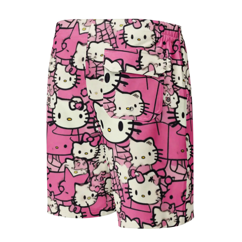 Pink Bow Parade on Men's Board Shorts — Back