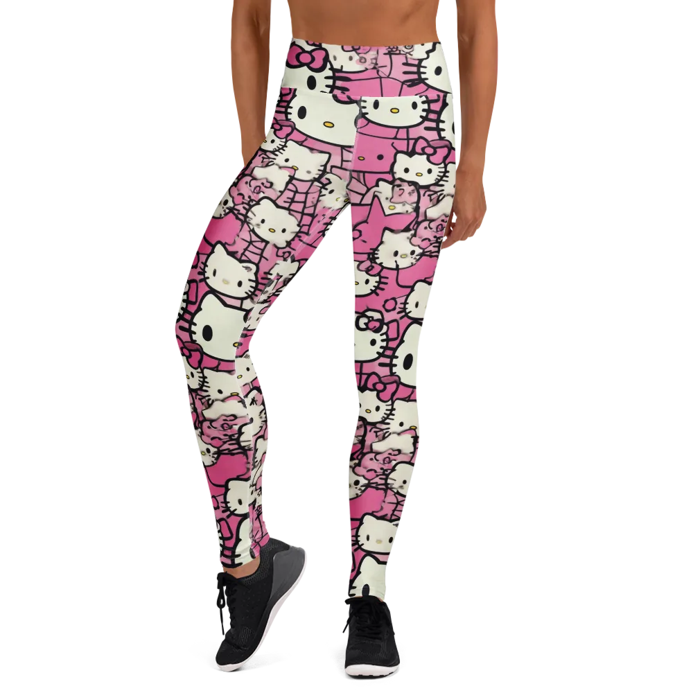 Pink Bow Parade on Yoga Leggings — Front