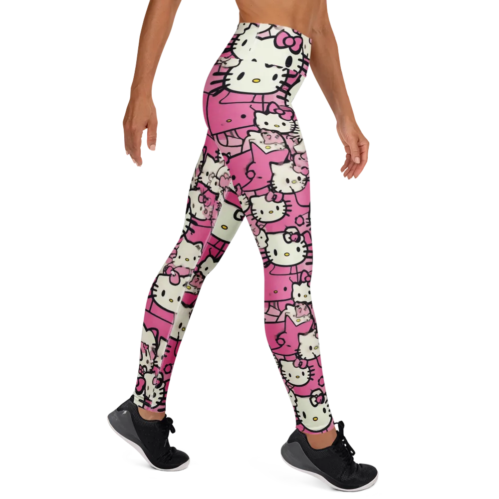 Pink Bow Parade on Yoga Leggings — Right