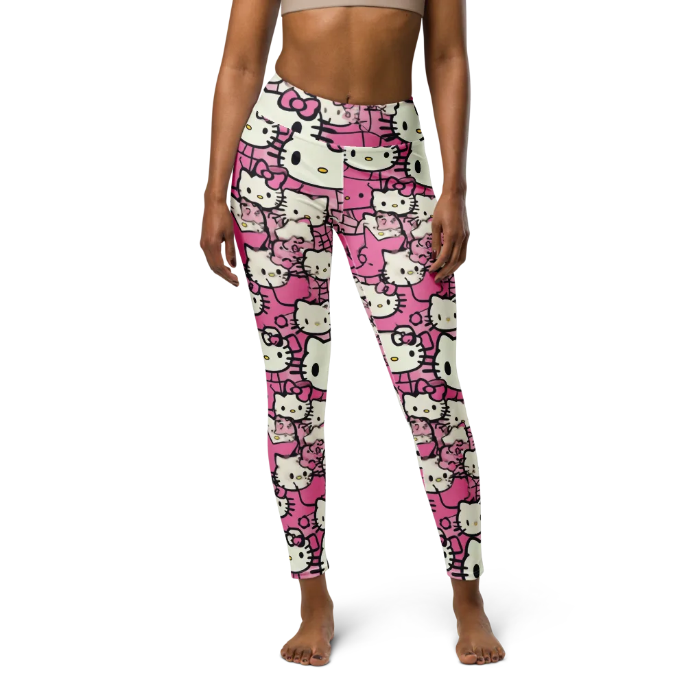 Pink Bow Parade on Yoga Leggings — Front