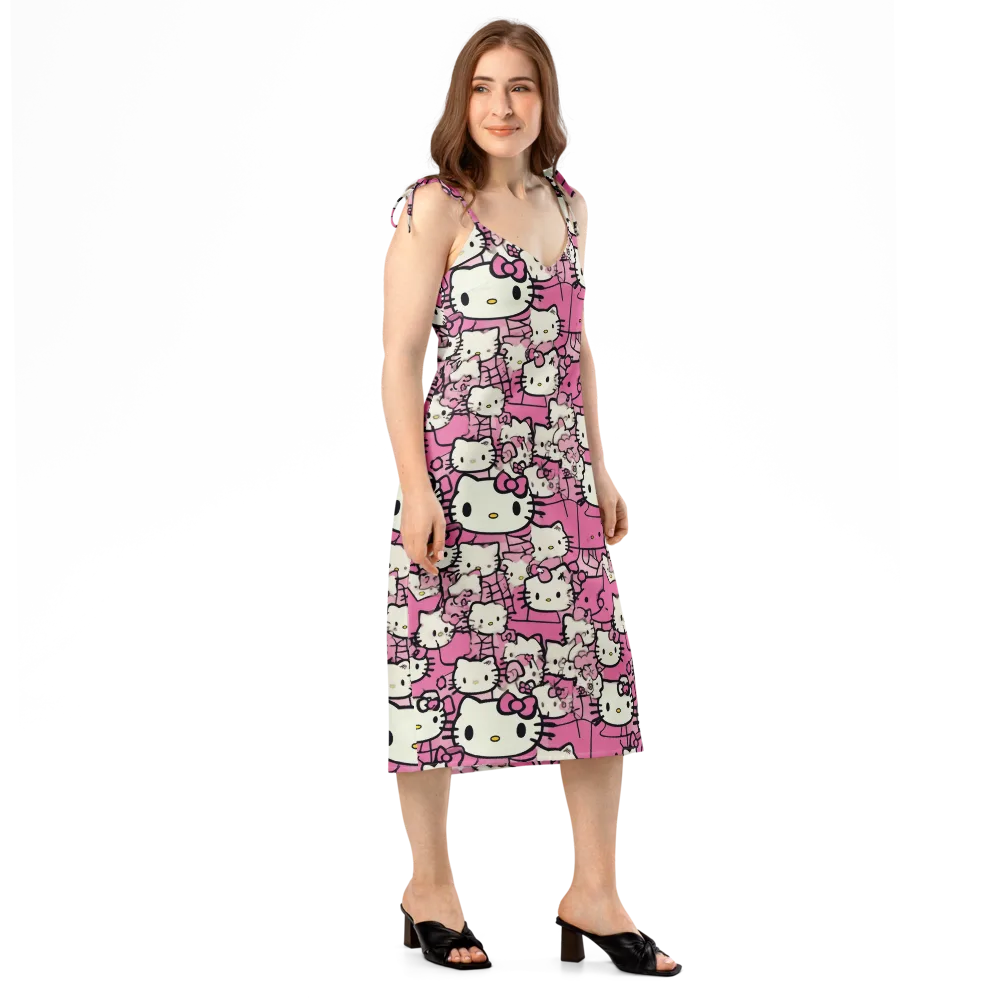 Pink Bow Parade on Slip Dress — Right Front