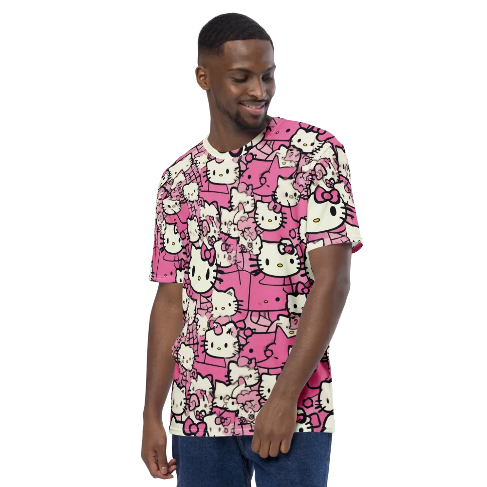 Pink Bow Parade on Men's Crew Neck T-Shirt — Left