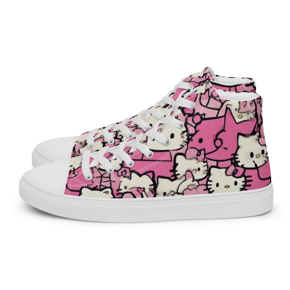 Pink Bow Parade on Men's High Top Canvas Shoes — Left