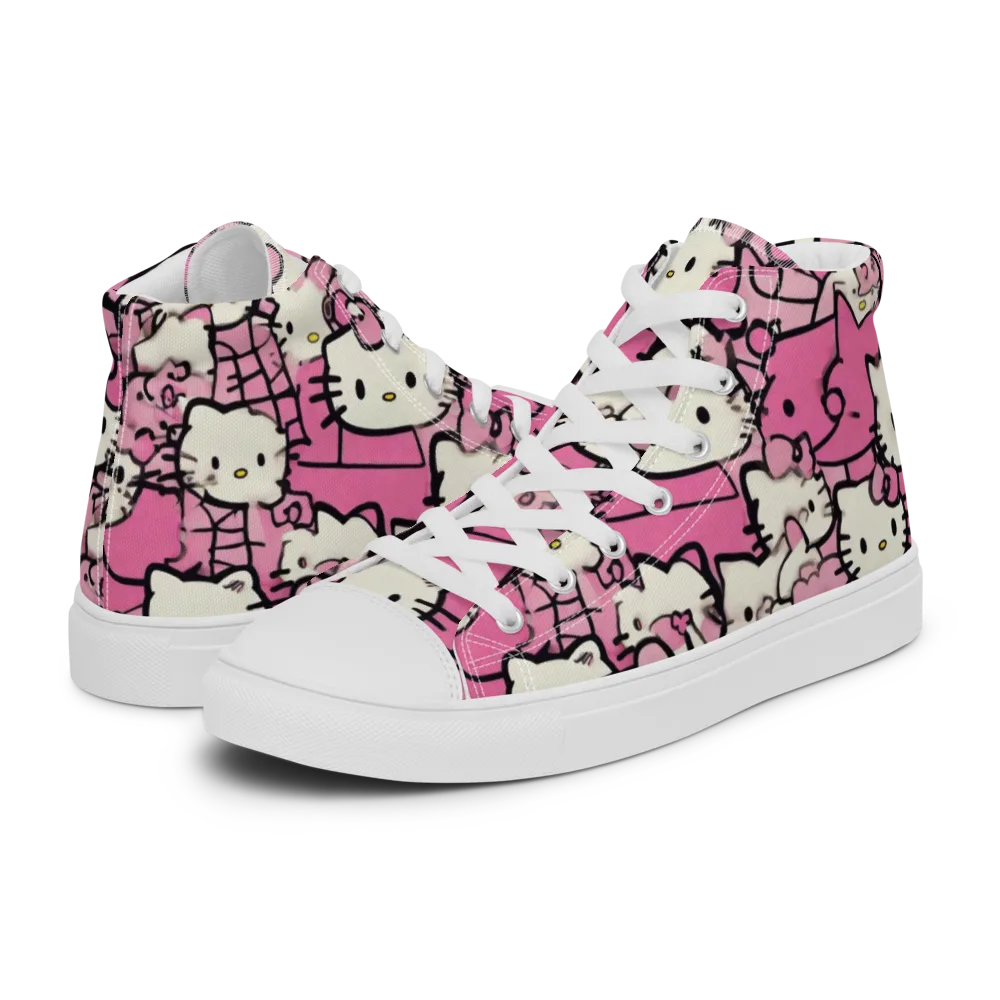 Pink Bow Parade on Men's High Top Canvas Shoes — Left
