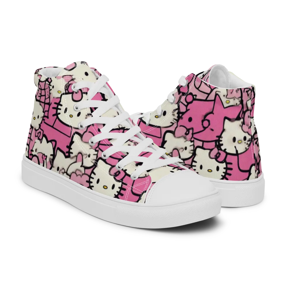 Pink Bow Parade on Men's High Top Canvas Shoes — Right