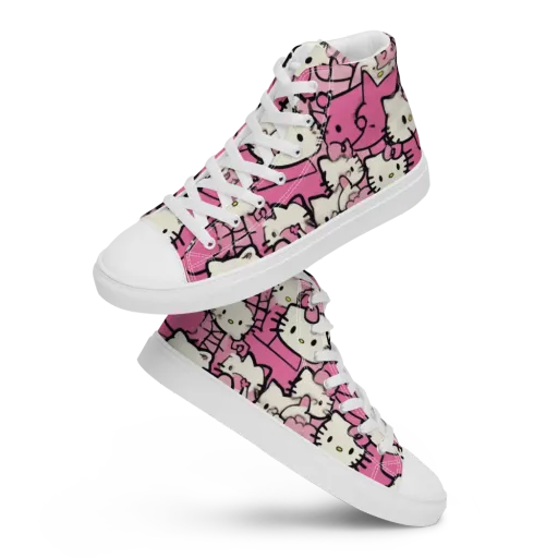 Pink Bow Parade on a Men's High Top Canvas Shoes