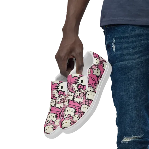 Pink Bow Parade on a Men's Slip-On Canvas Shoes