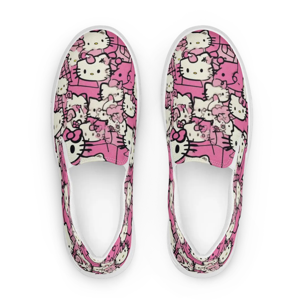 Pink Bow Parade on Women's Slip-On Canvas Shoes — Front