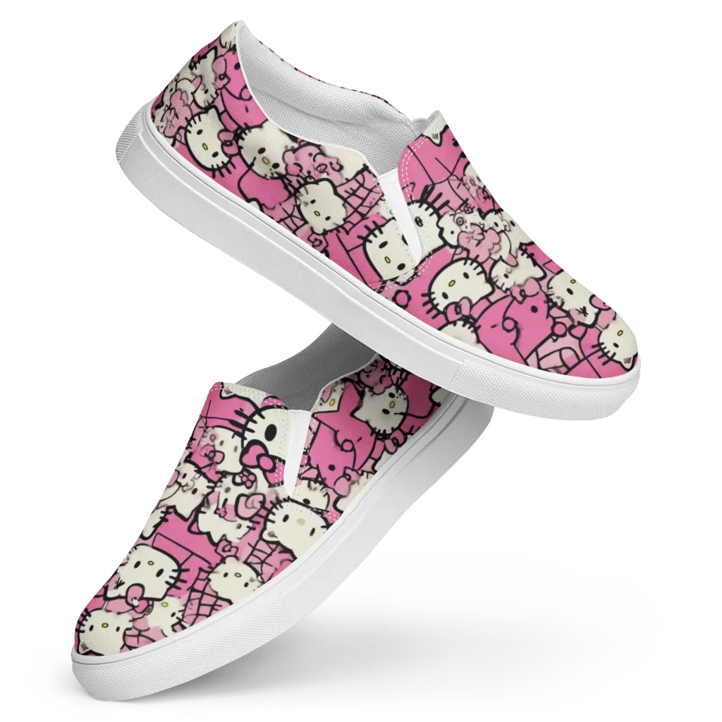 Pink Bow Parade on Women's Slip-On Canvas Shoes — Front