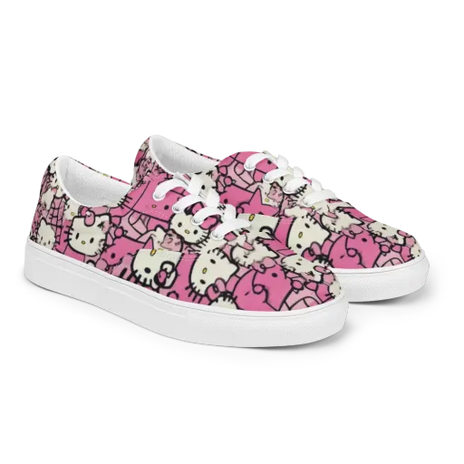 Pink Bow Parade on a Men's Lace-Up Canvas Shoes