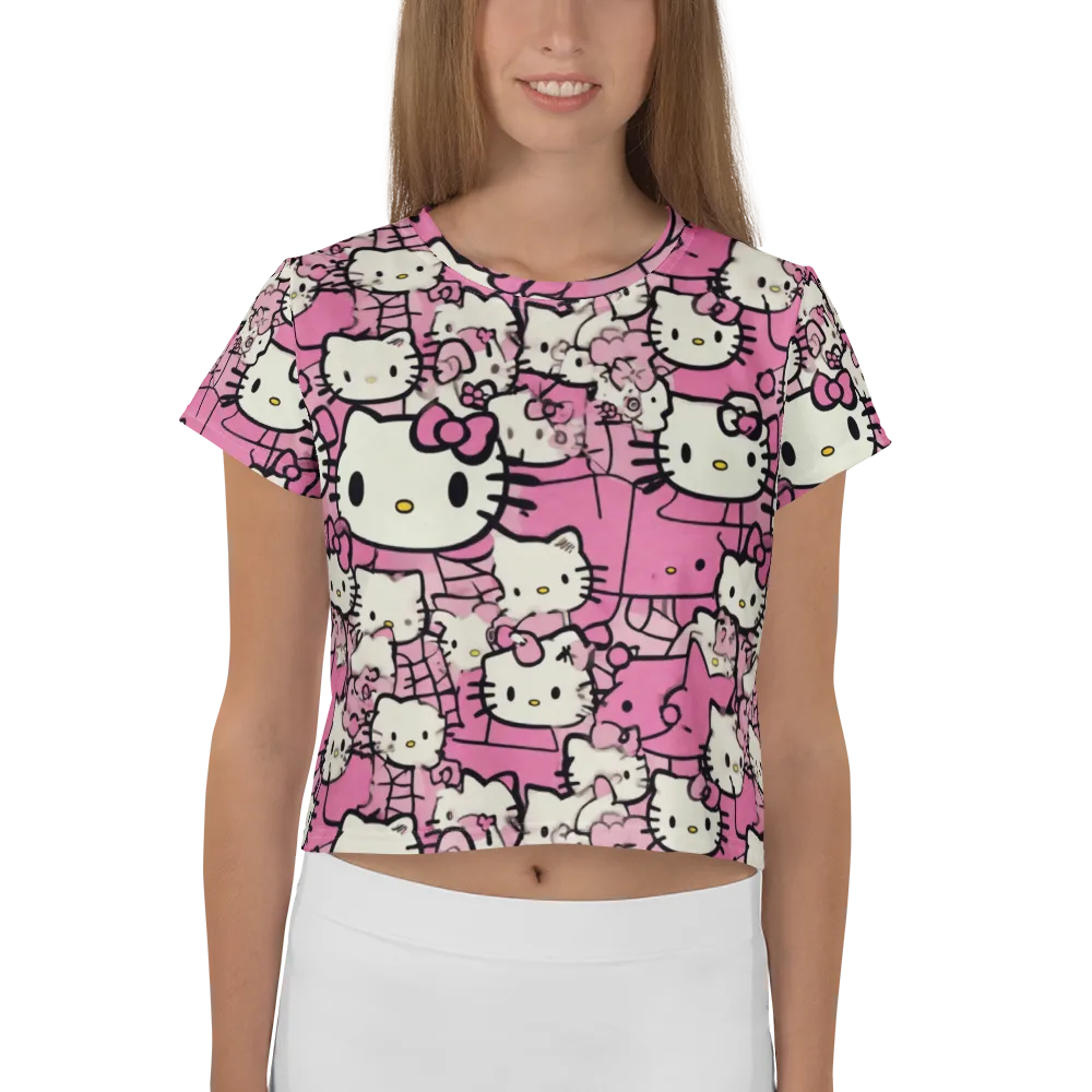 Pink Bow Parade on Crop Tee — Front
