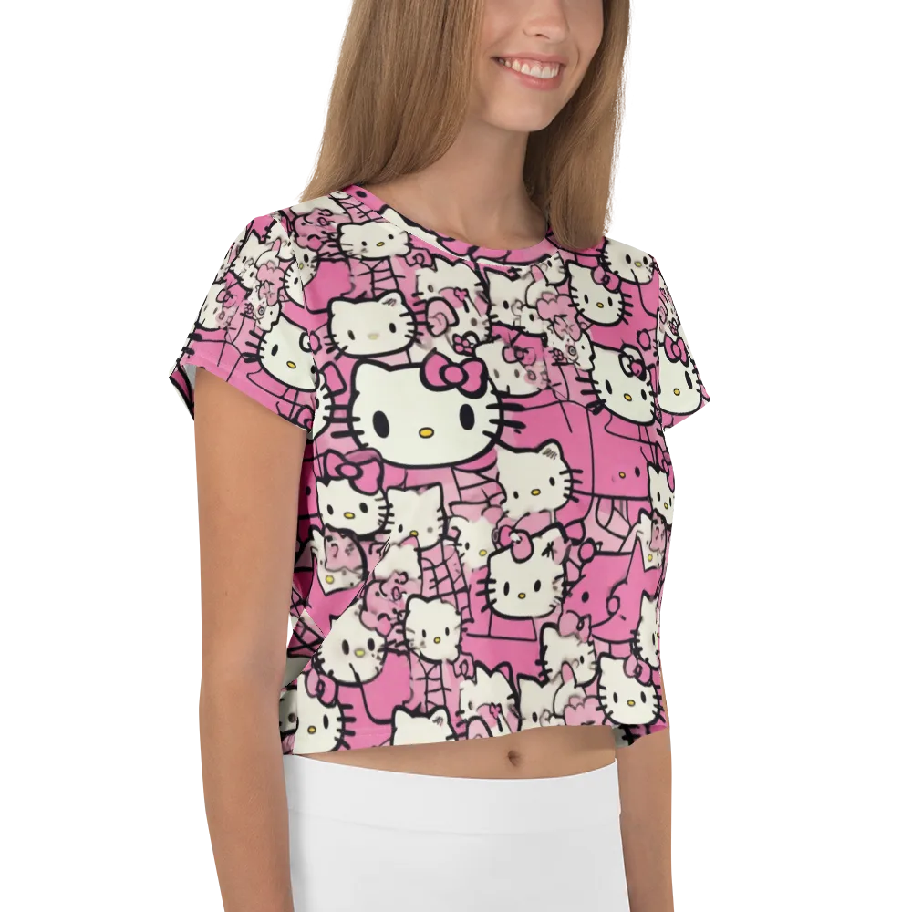 Pink Bow Parade on Crop Tee — Right