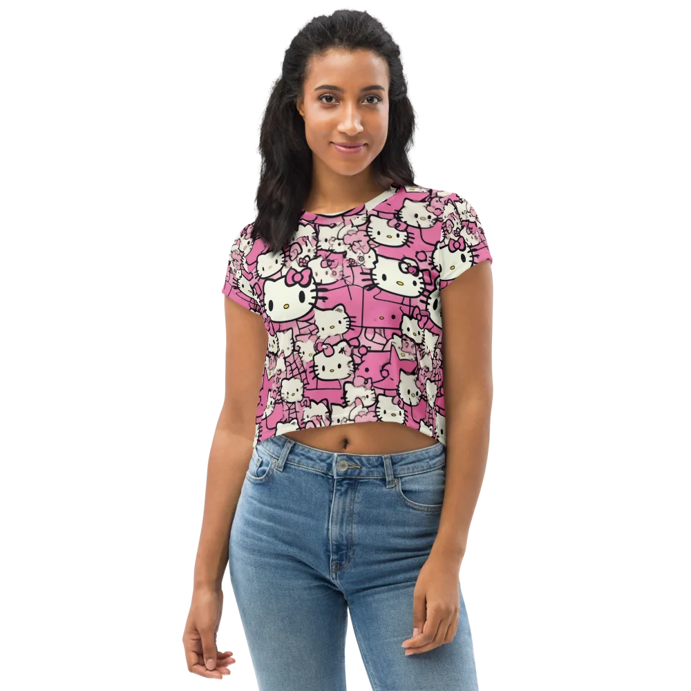 Pink Bow Parade on Crop Tee — Front