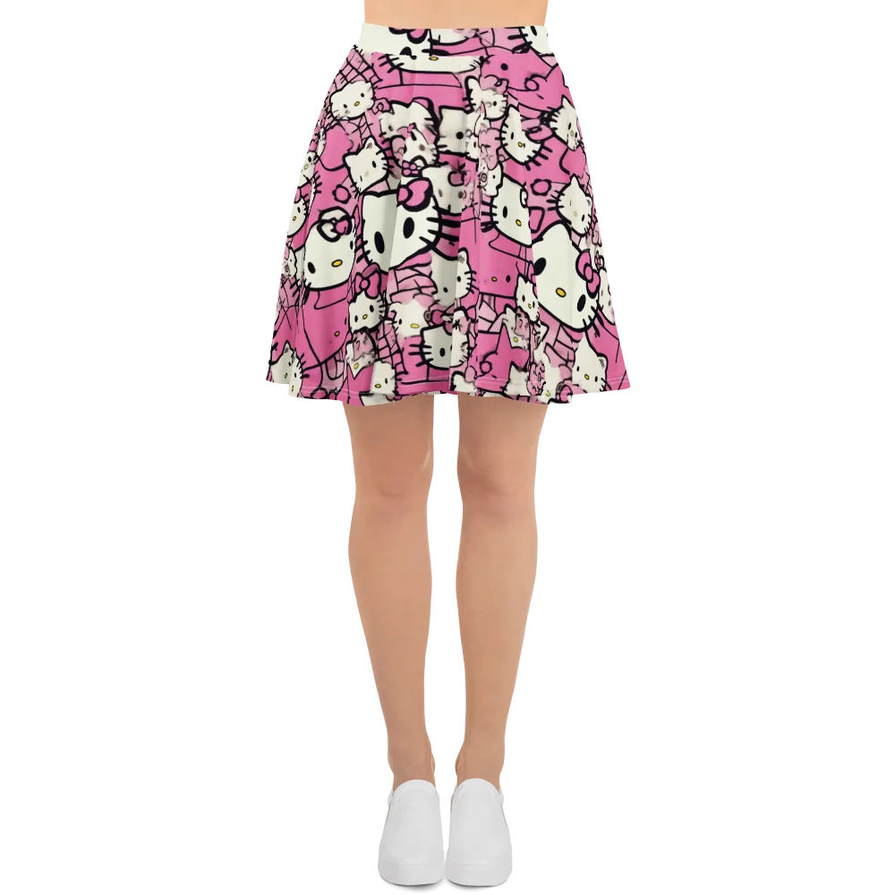 Pink Bow Parade on Skater Skirt — Front
