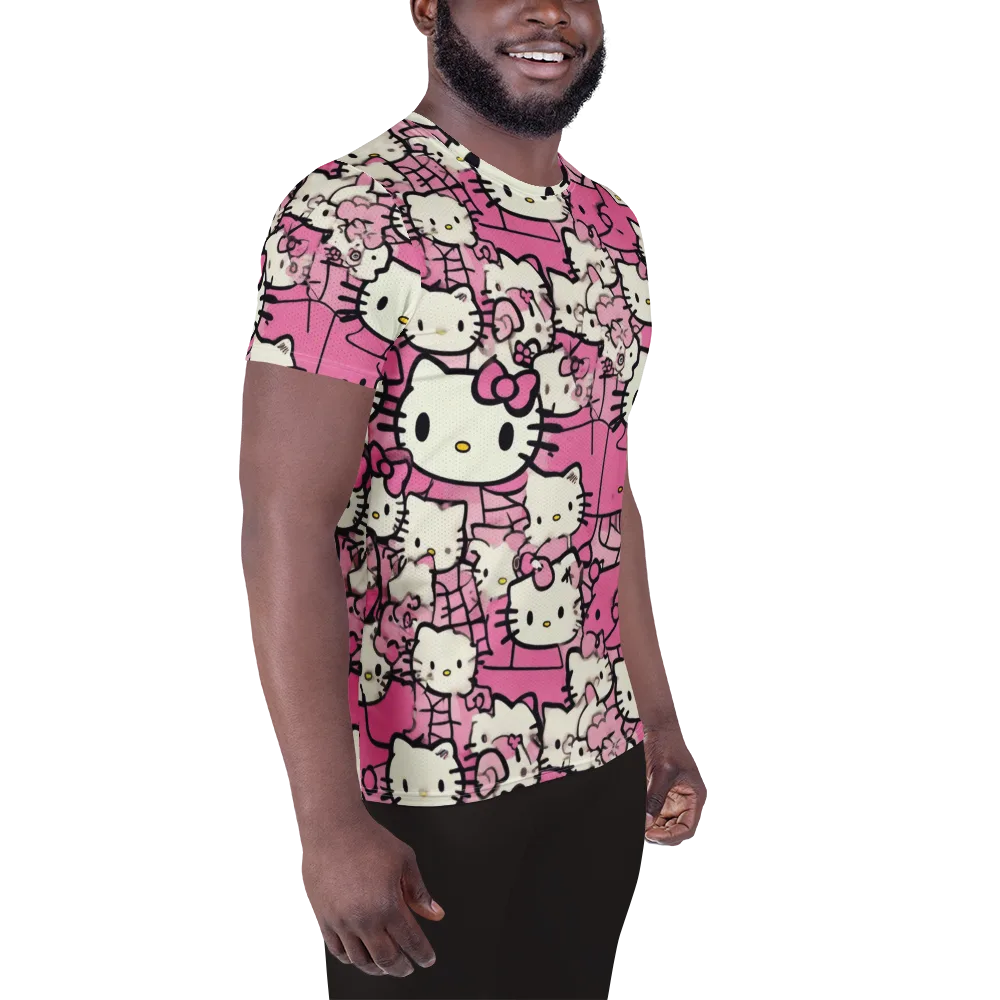 Pink Bow Parade on Men's Athletic T-Shirt — Right