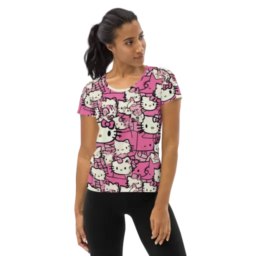 Pink Bow Parade on a Women's Athletic T-Shirt