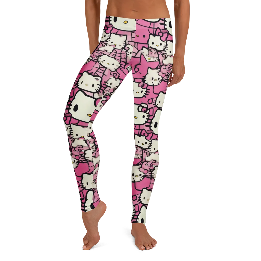 Pink Bow Parade on Leggings — Front