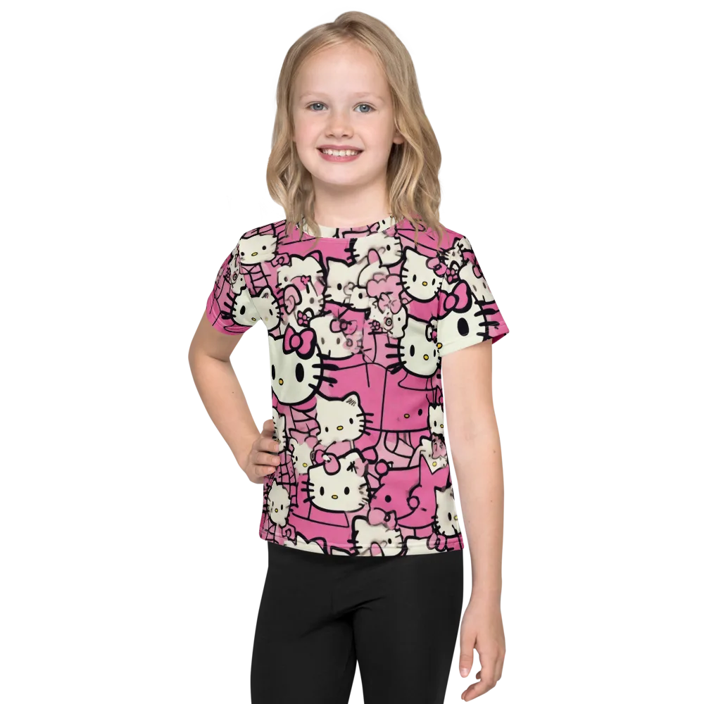 Pink Bow Parade on Kids Crew Neck T-Shirt — Front