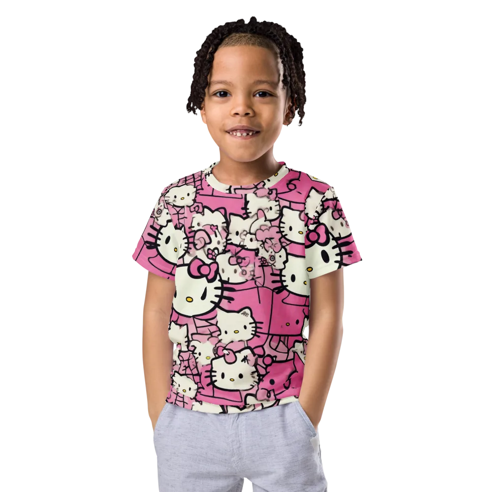 Pink Bow Parade on Kids Crew Neck T-Shirt — Front