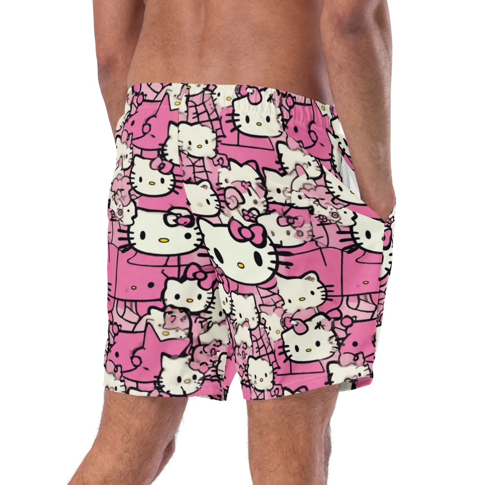 Pink Bow Parade on Swim Trunks — Right Back