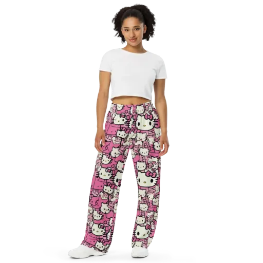 Pink Bow Parade on a Wide-Leg Pants