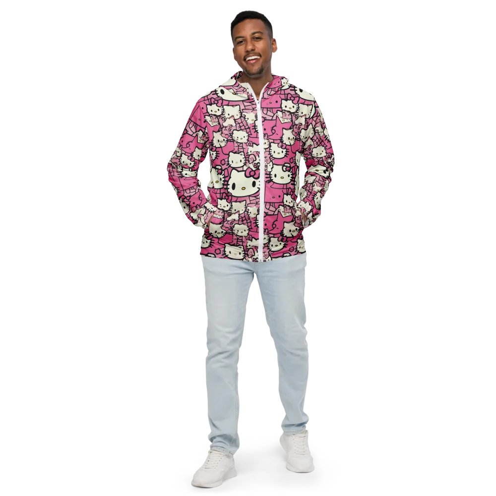 Pink Bow Parade on Men's Windbreaker — Front