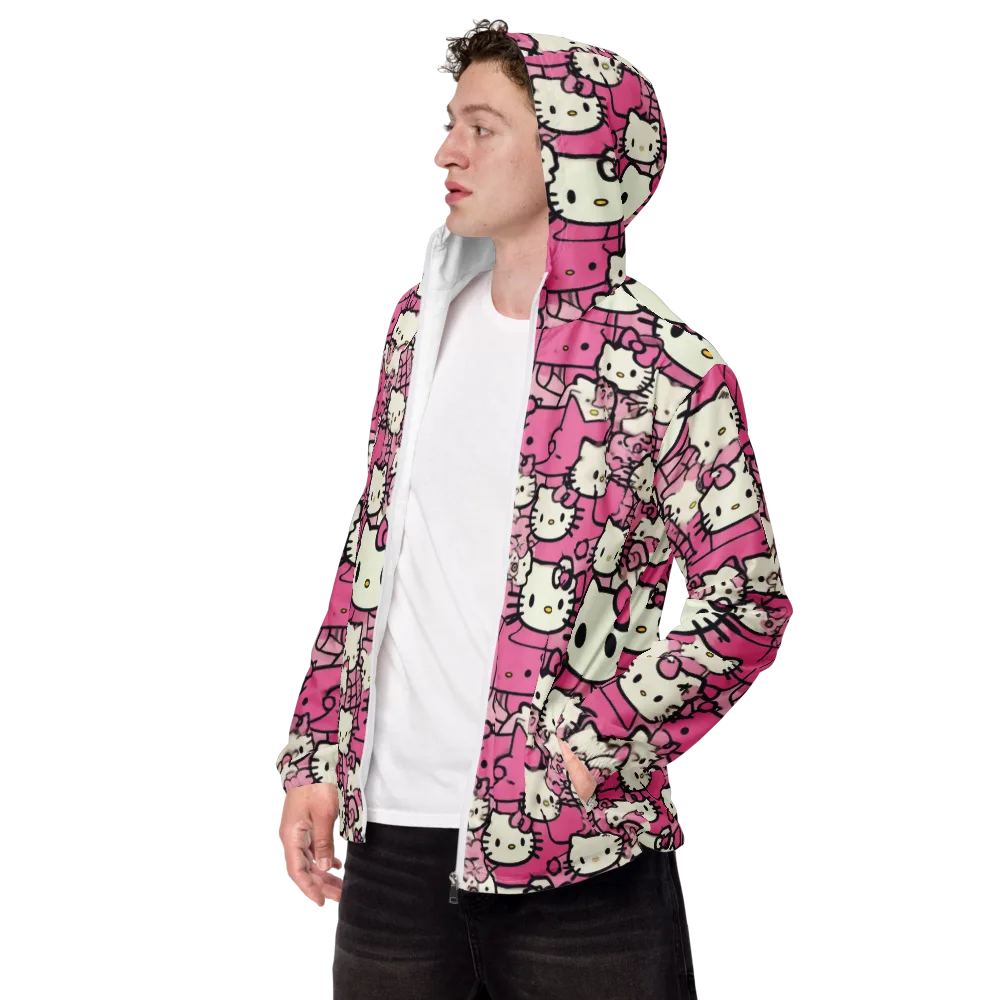 Pink Bow Parade on Men's Windbreaker — Left Front