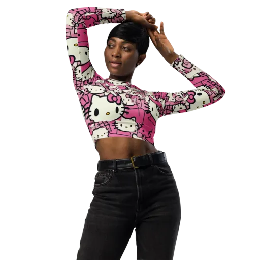 Pink Bow Parade on a Long Sleeve Crop Top
