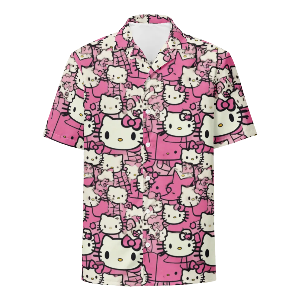 Pink Bow Parade on Button Shirt — Front