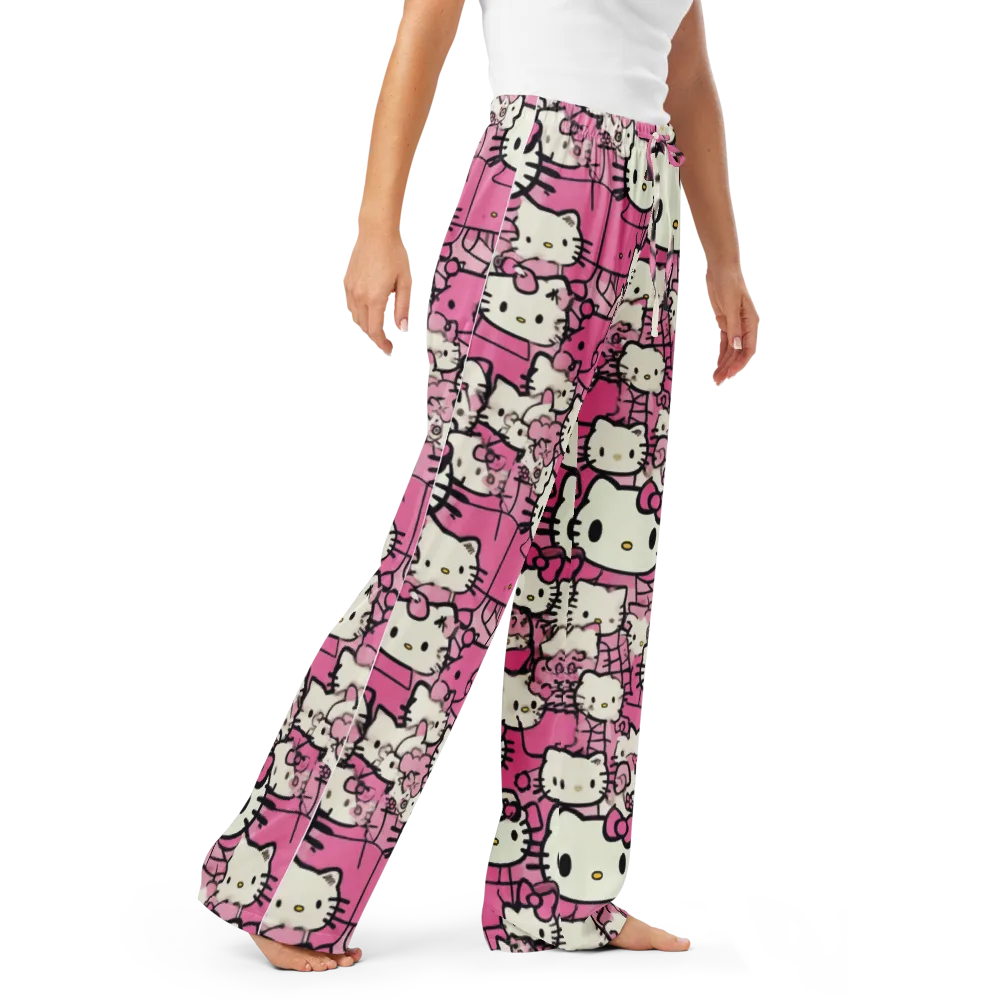 Pink Bow Parade on Women's Pajama Pants — Right Front