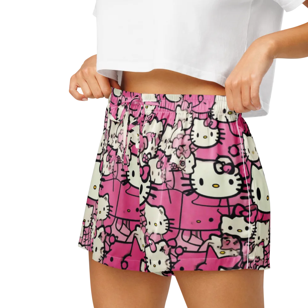 Pink Bow Parade on Women's Pajama Shorts — Left