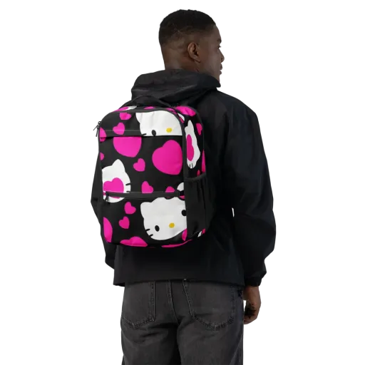 Neon Kitty Hearts on a Utility Backpack